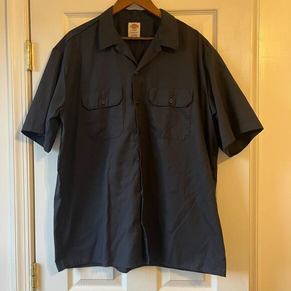 NWOT GENUINE DICKIES Men's XL Flex Work SHIRT SHORT SLEEVE BLACK 2 POCKET - Picture 1 of 3